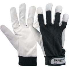 Handschuhe Main Gr.10 schwarz/naturfarben Ziegennappaleder/Stretch EN 388 Kat.II | 10 Stück