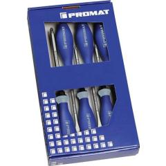 Schraubendrehersatz 6-tlg.Schlitz/PH 3K-Griff 6-Kant-Klinge/Ans.PROMAT