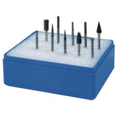 Kleinfrässtiftesatz Schaft-D.3mm 10-tlg.HM Verz.Kreuz Ku.-Kassette TECWERK