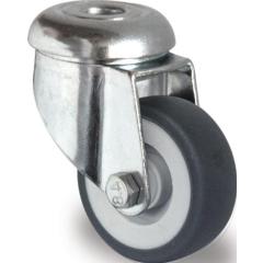 Lenkrolle D.50mm Trgf.50kg m.Rückenloch Gleitlager Gum.grau PROMAT