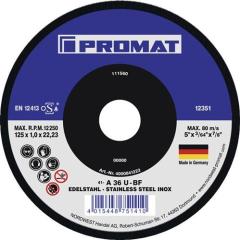 Trennscheibe D125x1mm ger.Keramikkorn Bohr.22,23mm PROMAT | 25 Stück