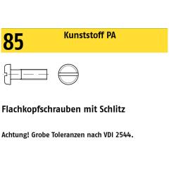 DIN 85, Flachkopfschrauben mit Schlitz M 5 x 8, Kunststoff PA | 200 Stück