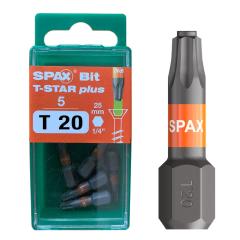 SPAX-Torx Bit mit Zapfen T20, Länge: 25 mm - 5 Stück