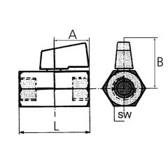 Mini-Kugelhahn 20,95mm G 1/2 Zoll IG/AG RIEGLER | 10 Stück