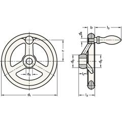 Handrad GN 950 b 22mm d1 200mm d2 20mm GANTER